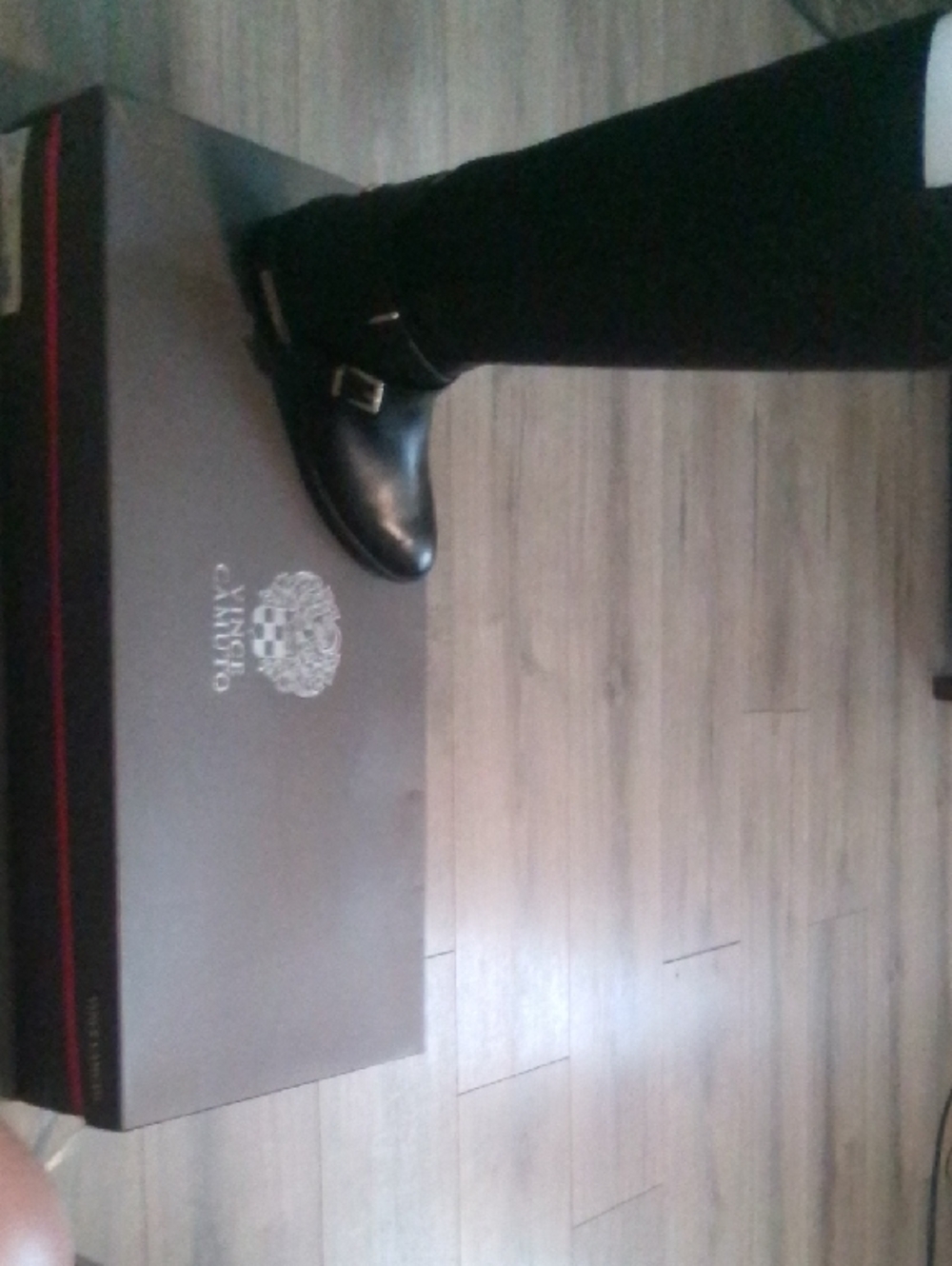 Vince Camuto Black Over-the-Knee Buckle Boots